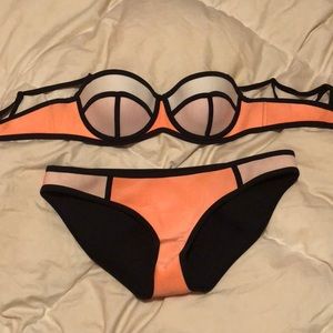 Orange and pink triangl swimsuit